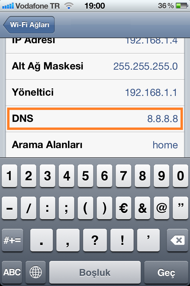 iPhone DNS Ayarları
