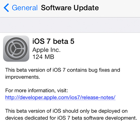 iOS 7 Beta 5 